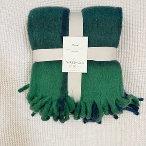Threshold Deep Green Woven Plaid Throw Blanket - NWT